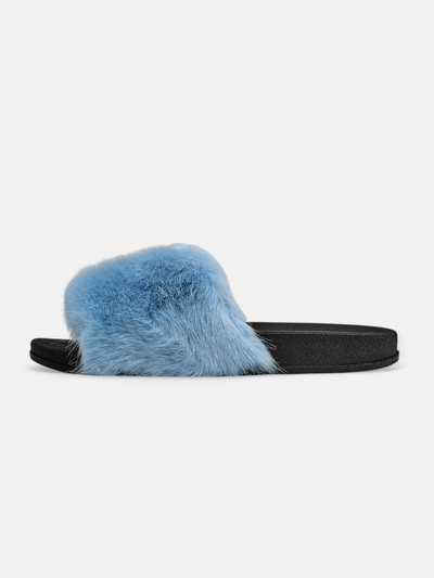 Bordowe damskie klapki z futerkiem Nonna- Obuwie