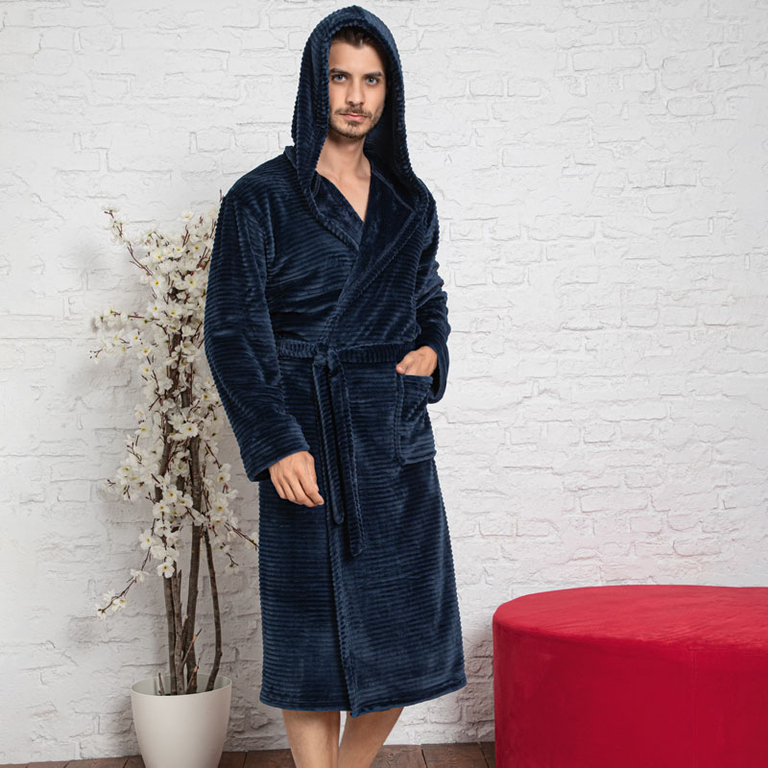 Royalfashion Granatowy szlafrok męski