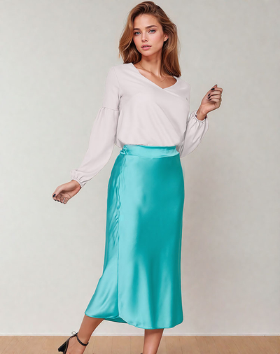 Royalfashion Žensko midi krilo a'la saten
