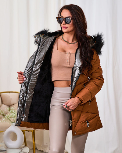 Royalfashion Rjava ženska zimska bunda