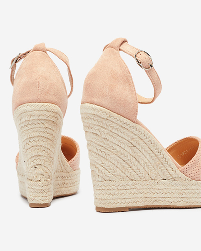 Royalfashion Różowe damskie sandały na koturnie Meylasi