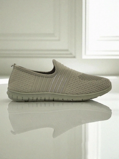 Ženski natikači Hypatia Verde iz blaga z ravnim podplatom