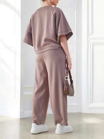 Royalfashion ženský set s krátkými rukávy a širokými kalhotami