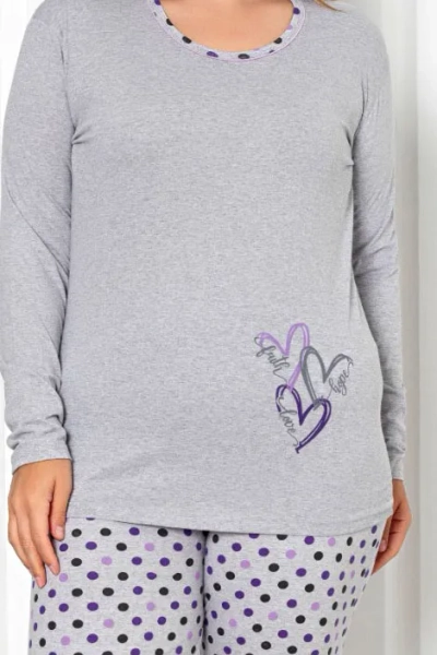 Royalfashion Ženska 2-delna satenasta pižama s pikami PLUS SIZE