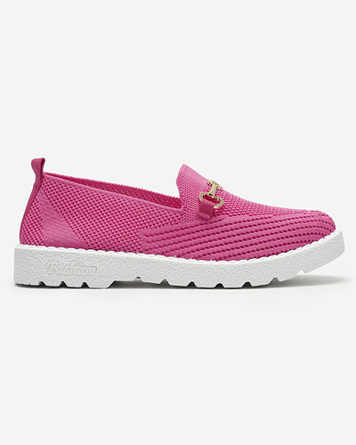 Royalfashion Fuksjowe damskie tenisówki slip on ze złotą ozdobą Enelida