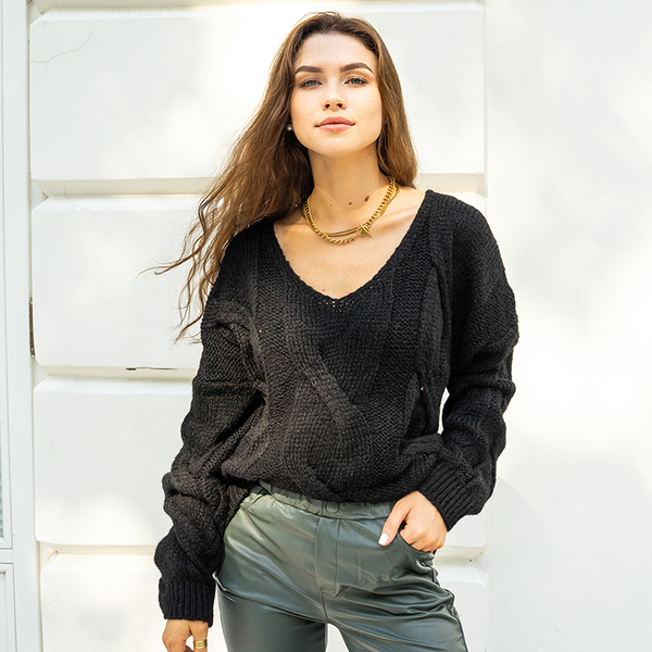 Royalfashion Czarny sweter damski
