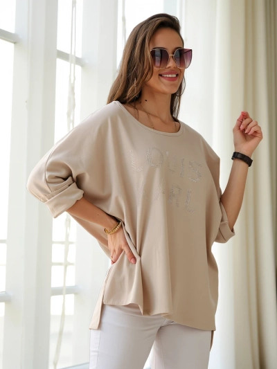 Royalfashion Ženska viskozna bluzka s kristali