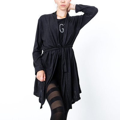 Royalfashion Czarna damska wiązana narzutka kardigan