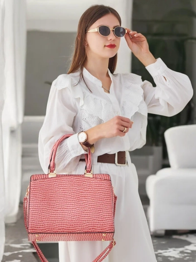 Royalfashion Elegantna ženska torba iz lakirane kože z embosiranjem