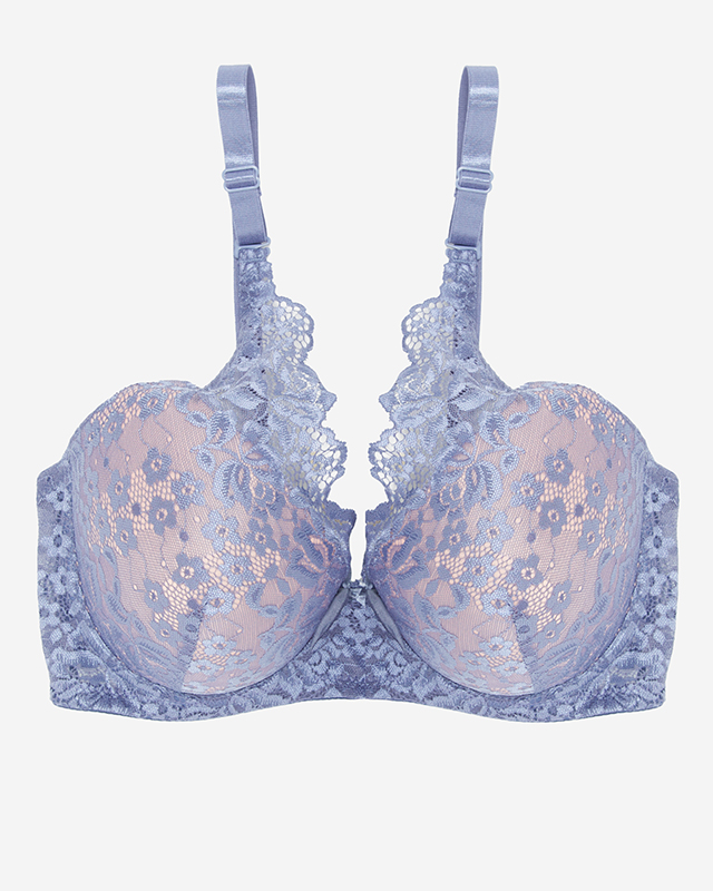 Royalfashion Biustonosz różowy z fioletowo-niebieską koronką