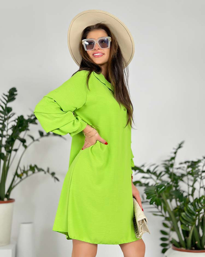 Royalfashion Ženska oversize obleka z volanom na rokavih