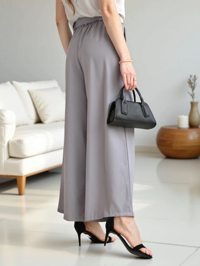 Royalfashion Široke ženske hlače s pasom