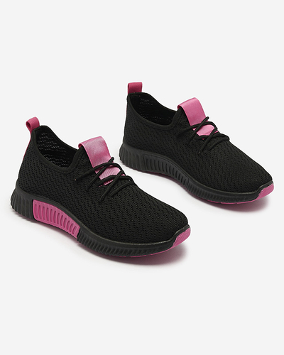 Royalfashion Czarne damskie buty sportowe z fuksjowymi wstawkami Keteti