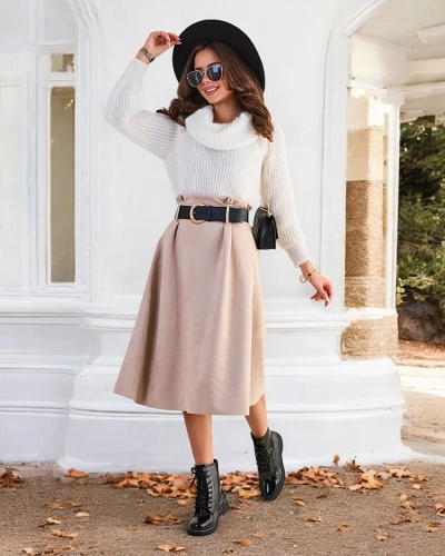 Royalfashion Ženska midi krila a'la suede