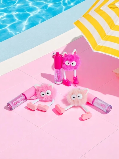 Lip gloss za otroke s kosmatim pošastkom Svetlo roza