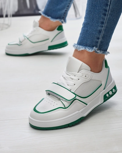 Royalfashion Sportowe sneakersy damskie w biało- zielonym kolorze Xirrat