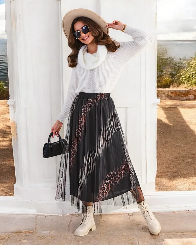 Royalfashion Rastrga ženská midi sukňa s tilom
