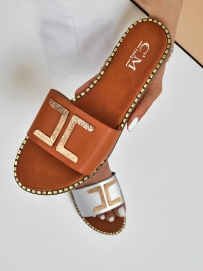 Royalfashion Ženski natikači iz umetnega usnja z okrasjem Gildra