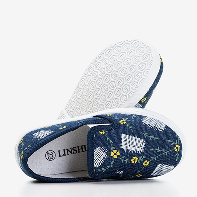 Royalfashion Granatowe dziecięce tenisówki slip - on Inga