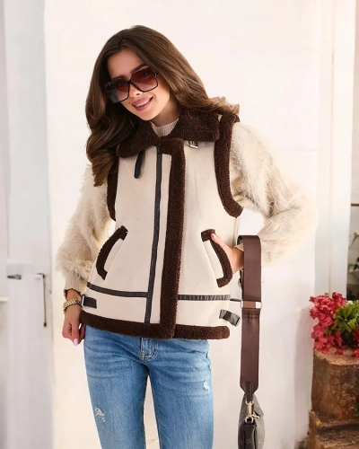 Royalfashion Ženski prsluk s lažnim krznom