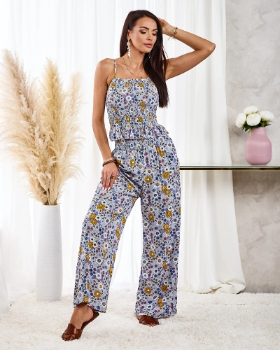 Royalfashion Wzorzysty damski komplet w kolorze niebieskim