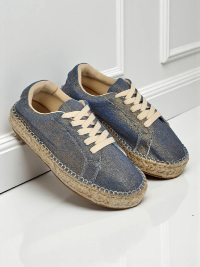 Aurelia Denim Espadrillos – ženski copati s plosko peto iz tkanine