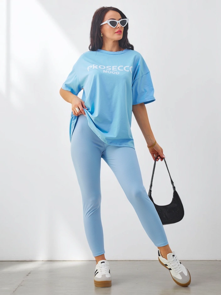 Royalfashion bombažni ženski komplet s kratkimi rokavi in leginami