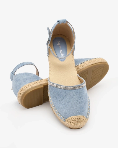 Royalfashion Damskie espadryle z cyrkoniami w kolorze niebieskim Rieta