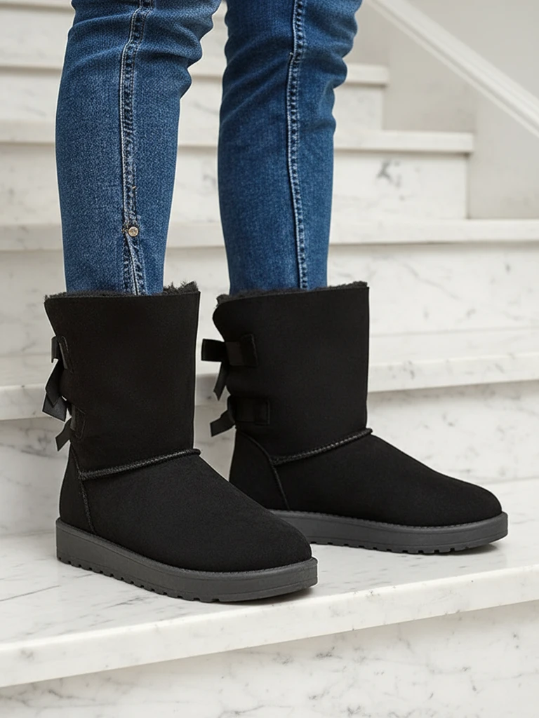 Škornji Stella iz ekološkega semiš usnja z ravno peto