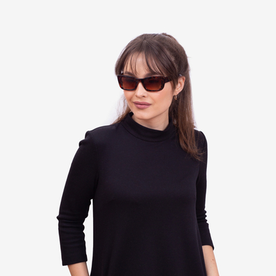 Brązowe damskie wąskie okulary przeciwsłoneczne  w panterkę - Akcesoria