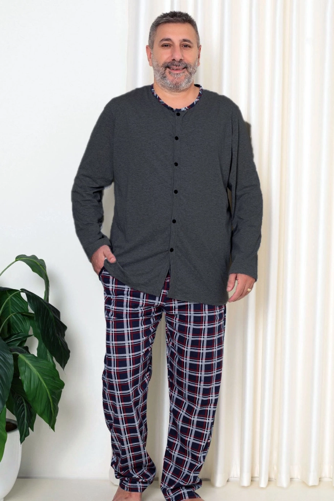 Royalfashion Moška bombažna pajkice s karo vzorcem PLUS SIZE