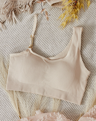 Royalfashion Ženski rebrasti modrček z okrasnim trakom