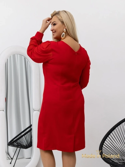 Elegantna ženska mini obleka z rokavi iz tila Evilla