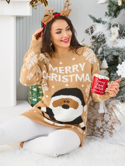 Royalfashion Ženski božični pulover s Santa Clausom