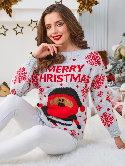 Royalfashion Ženski božični pulover z Božičkom