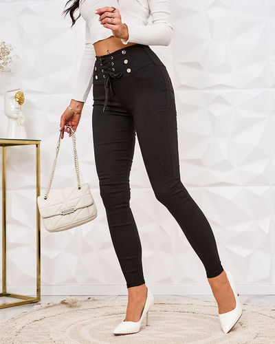 Royalfashion Ženske hlače tegings z okrasnim zavezovanjem