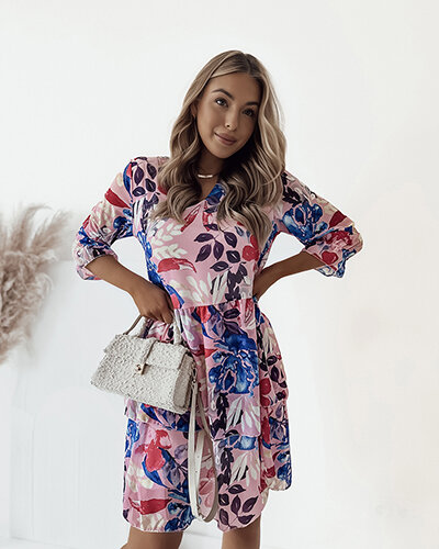 Royalfashion Ženska cvetlična mini obleka