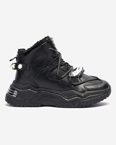Royalfashion Czarne sneakersy z ociepleniem Pommie
