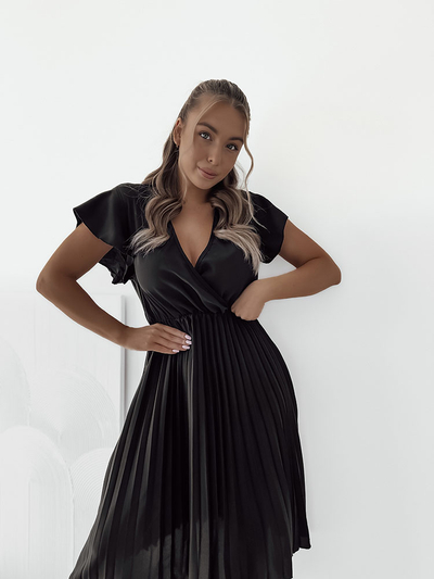 Royalfashion Ženska plisirana midi obleka