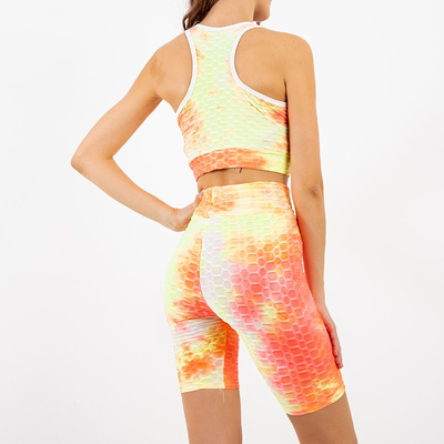 Royalfashion Pomarańczowy damski 2-częściowy komplet sportowy tie dye
