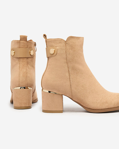 Royalfashion Ženski škornji z nizkimi petkami svetlo rjave barve Dogdas