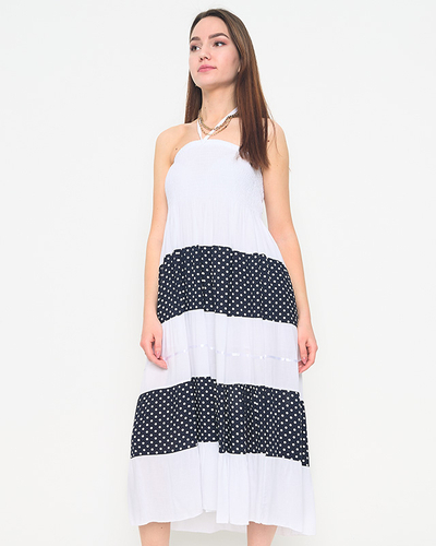 Biała sukienka w groszki PLUS SIZE - Odzież
