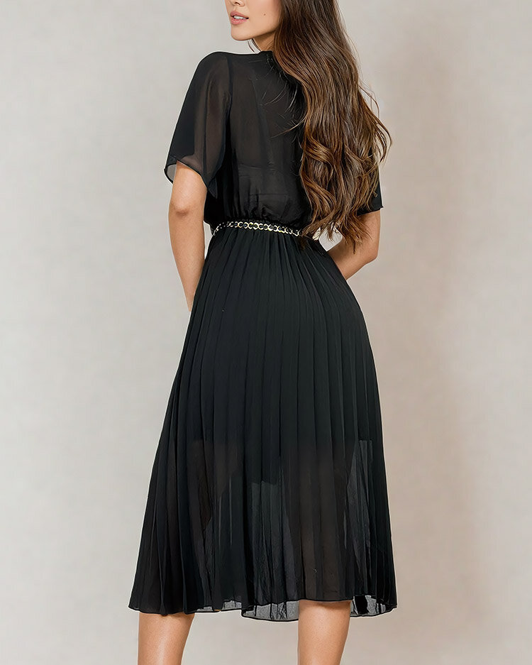 Royalfashion Ženska plisirana midi obleka