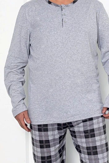 Royalfashion Moške karirane bombažne pižame PLUS SIZE