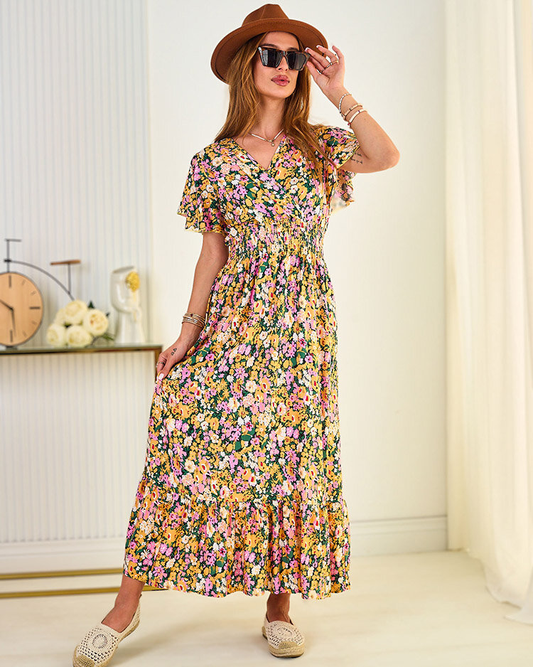 Royalfashion Ženska cvetlična midi obleka