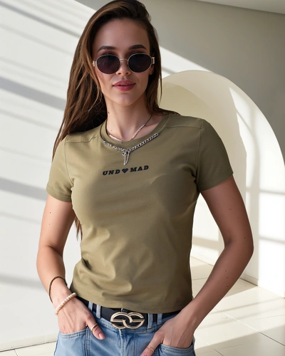 Royalfashion Ženski bombažni crop top z napisom