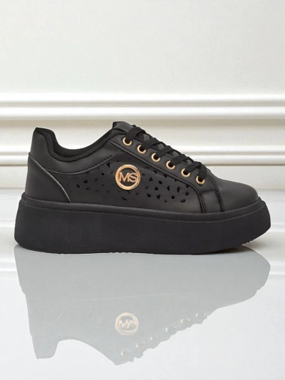 Aurelia Nero - Črna platforma Royalfashion iz eko usnja, model LH201-8