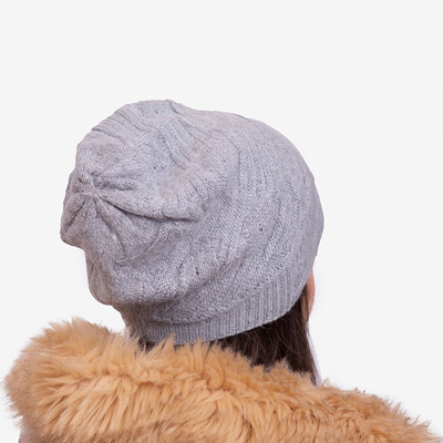 Szara ciepła damska dwuwarstwowa czapka - Akcesoria