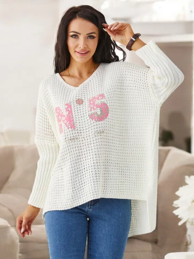 Royalfashion akrilni pleteni pulover za ženske z napisi