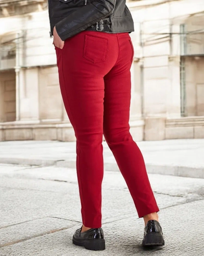 Royalfashion Bordowe damskie ocieplane spodnie typu tregginsy PLUS SIZE